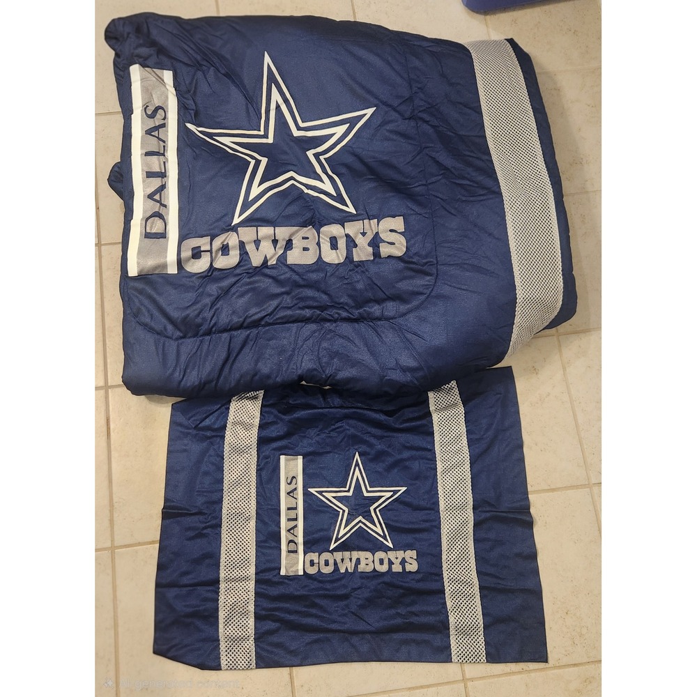 Dallas Cowboys NFL Full Queen Comforter Set Sports Coverage Navy Blue Bedding‎